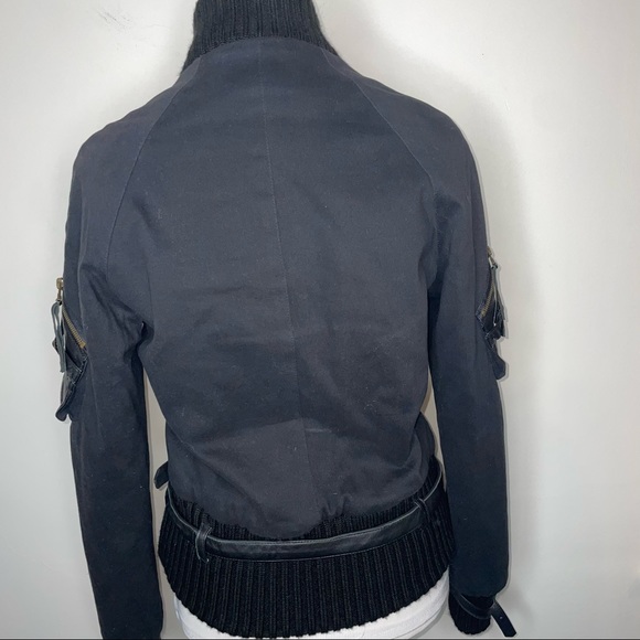 Roberta Scarpa Cotton Leather Moto Bomber Jacket Black Size 6 Italy - Picture 8 of 14